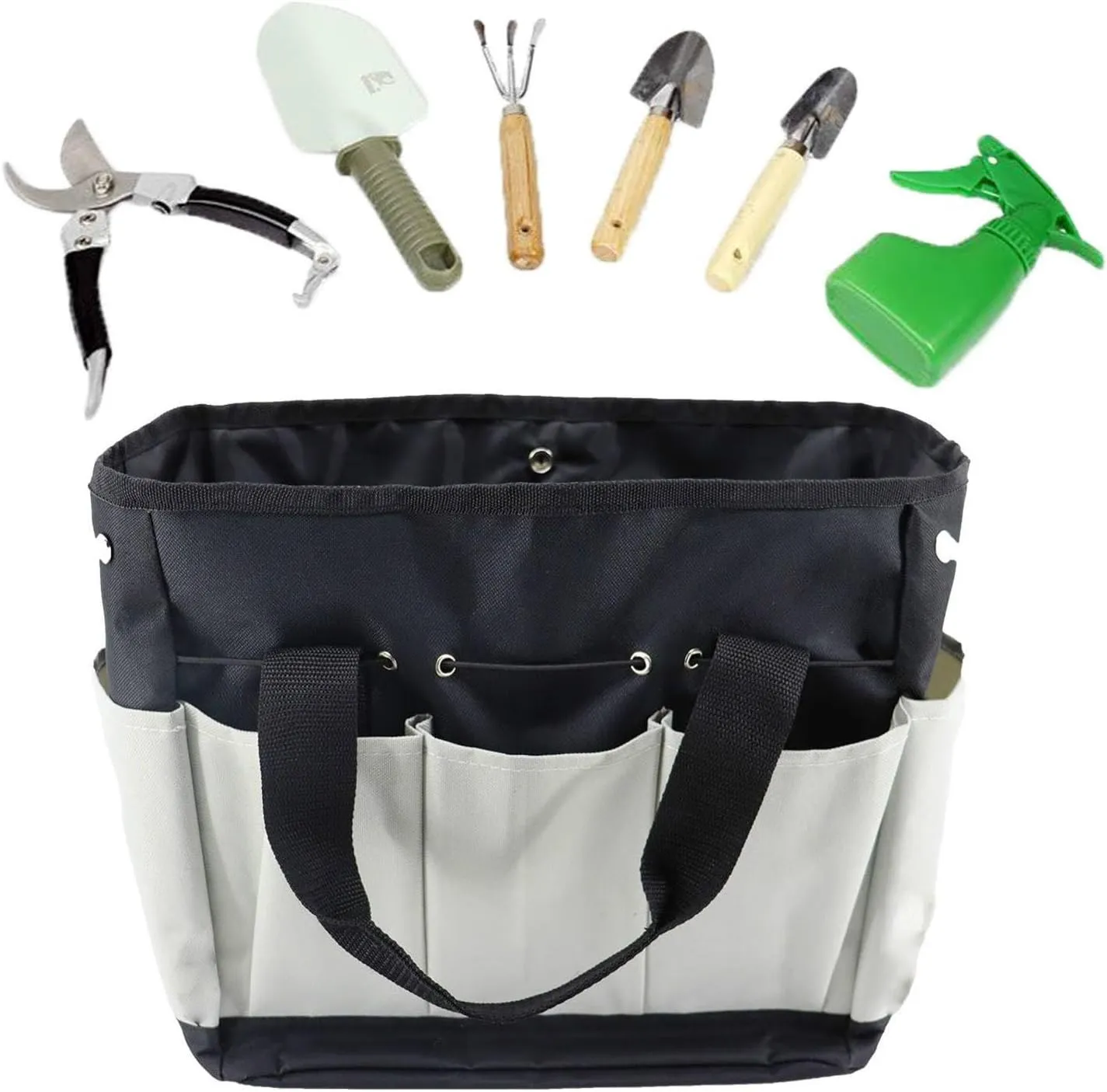 Army Green Multi-Pocket Oxford Cloth Large Capacity Gardening Portable Garden Tool kit Garden Buggy Bag, 34 X 17 X 30 Cm Gray