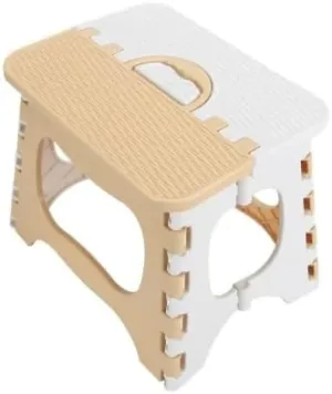 ASEANAO Thickened Plastic Folding Stool Portable Mini Outdoor Adult Child Stool Bench Fishing Portable mazar (White Khaki)
