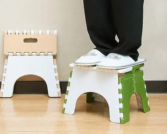 ASEANAO Thickened Plastic Folding Stool Portable Mini Outdoor Adult Child Stool Bench Fishing Portable mazar (White Khaki)