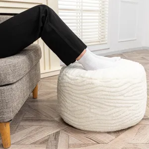 Asuprui Pouf Ottoman Stuffed Modern Foam Ottoman Foot Rest 20x20x12 Inches Floor Pouf Round Pouf Seat Floor Bean Bag Chair Foldable Floor Chair Storage for Living Room Bedroom Ivory Pouf with Filler