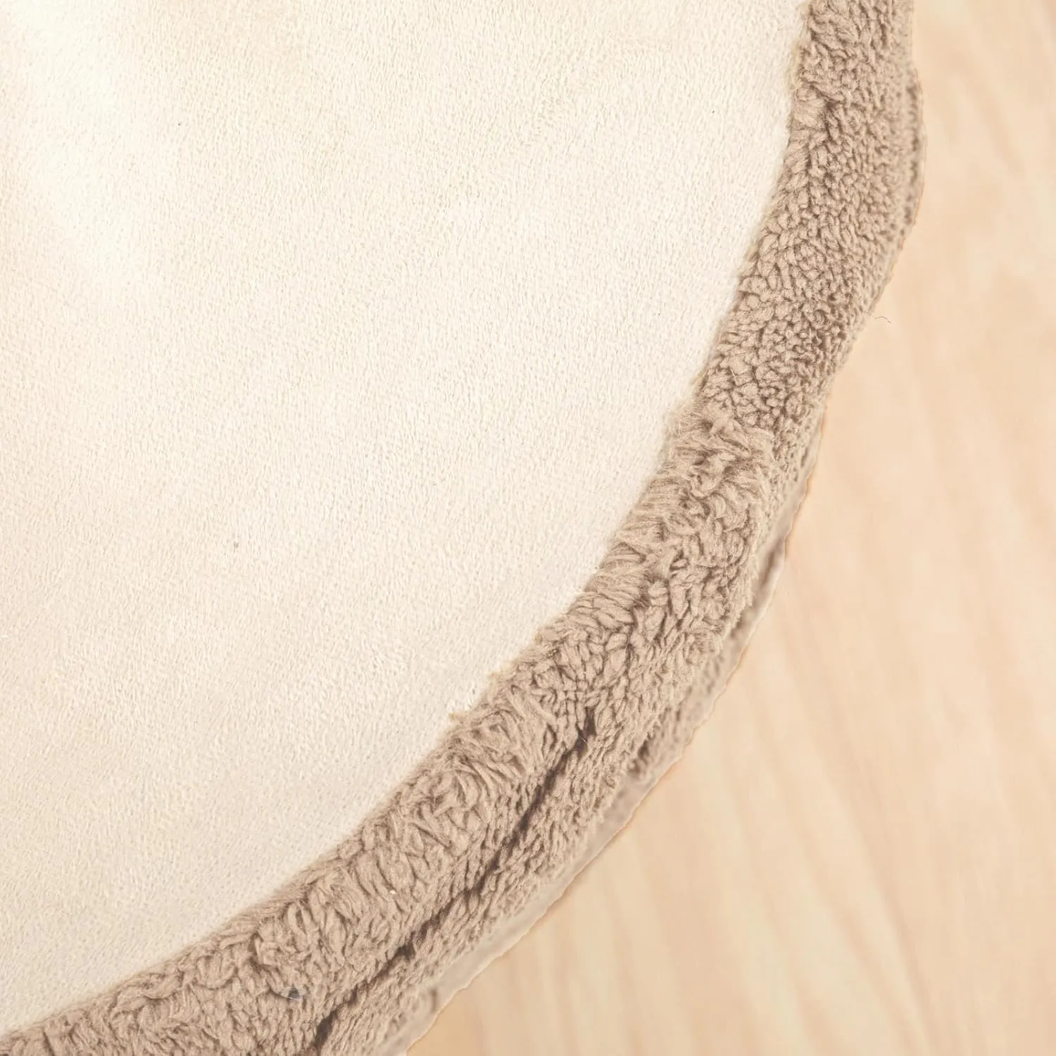 Asuprui Round Ottoman Pouf Ottoman Foot Stool Seat Faux Fur Bean Bag Foot Rest Floor Chair Leg Rest for Living Room, Bedroom or Wedding Gifts 20x20x14 Inches (Natural Linen)