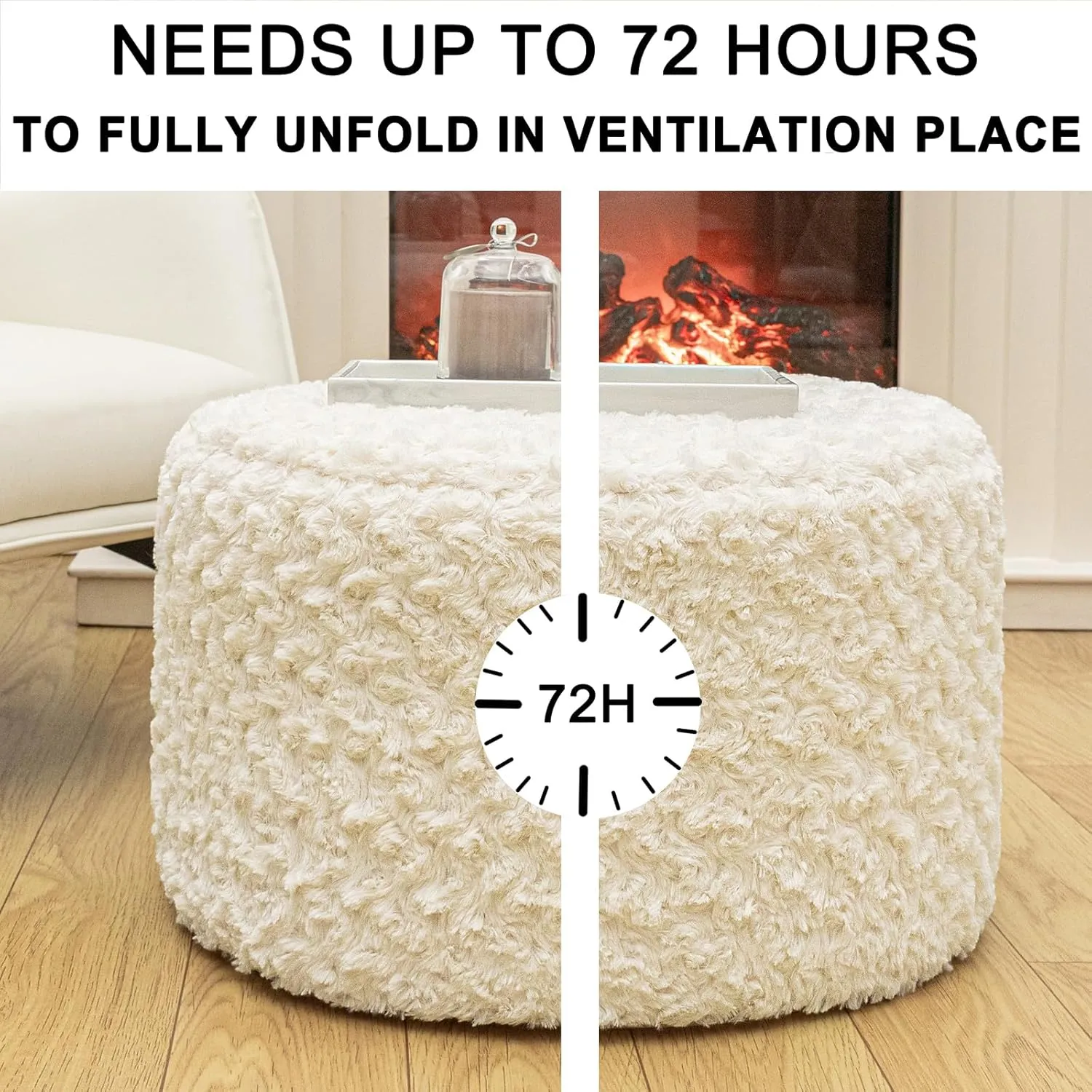 Asuprui Round Pouf Ottoman Stuffed Foot Stool Floor Pouf Chair for Living Room Bedroom Filled Boho Poof Foot Rest for Couch 20 Diameter x 12 Height Cream with Filler