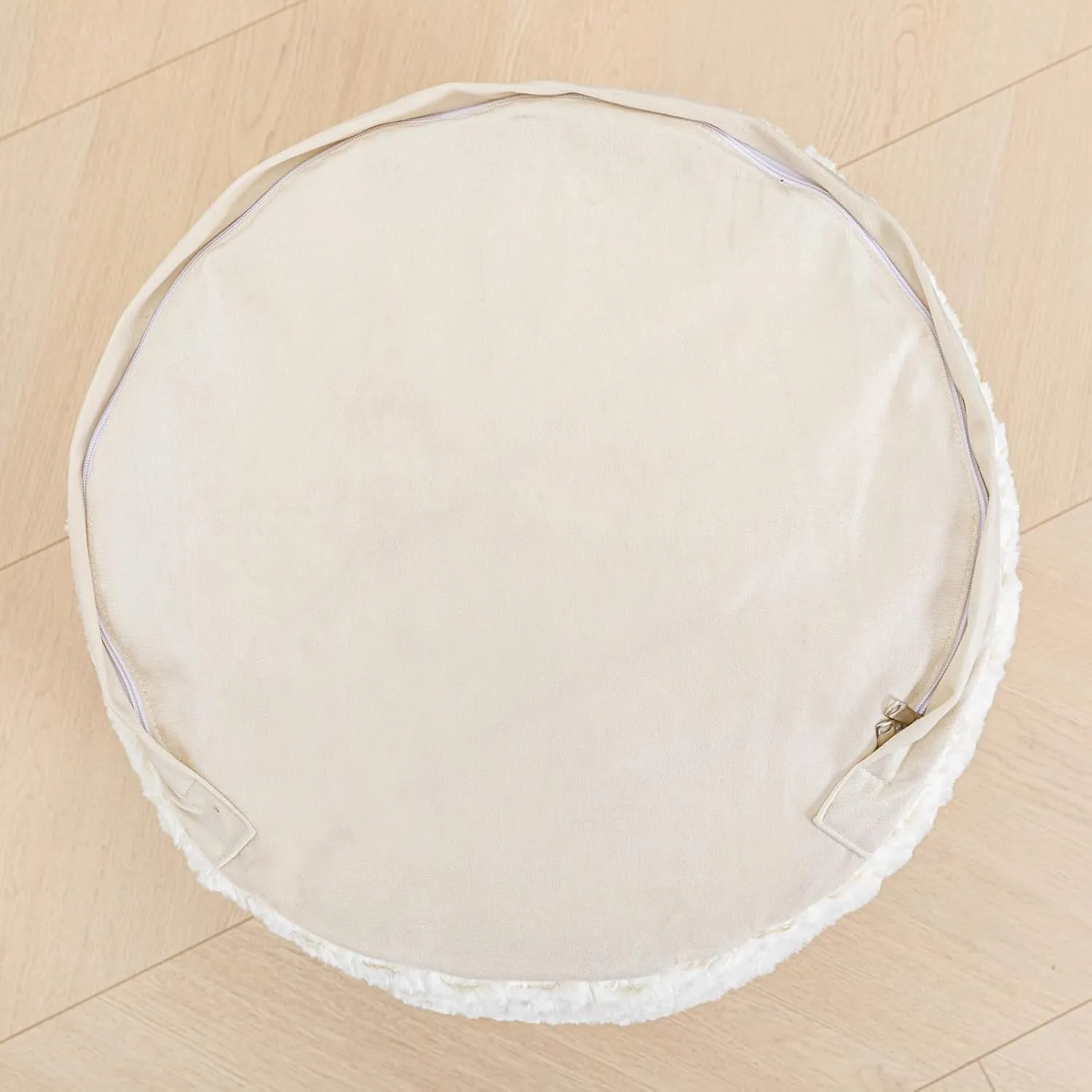 Asuprui Round Pouf Ottoman Stuffed Foot Stool Floor Pouf Chair for Living Room Bedroom Filled Boho Poof Foot Rest for Couch 20 Diameter x 12 Height Cream with Filler