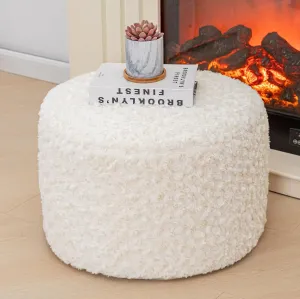 Asuprui Round Pouf Ottoman Stuffed Foot Stool Floor Pouf Chair for Living Room Bedroom Filled Boho Poof Foot Rest for Couch 20 Diameter x 12 Height Cream with Filler