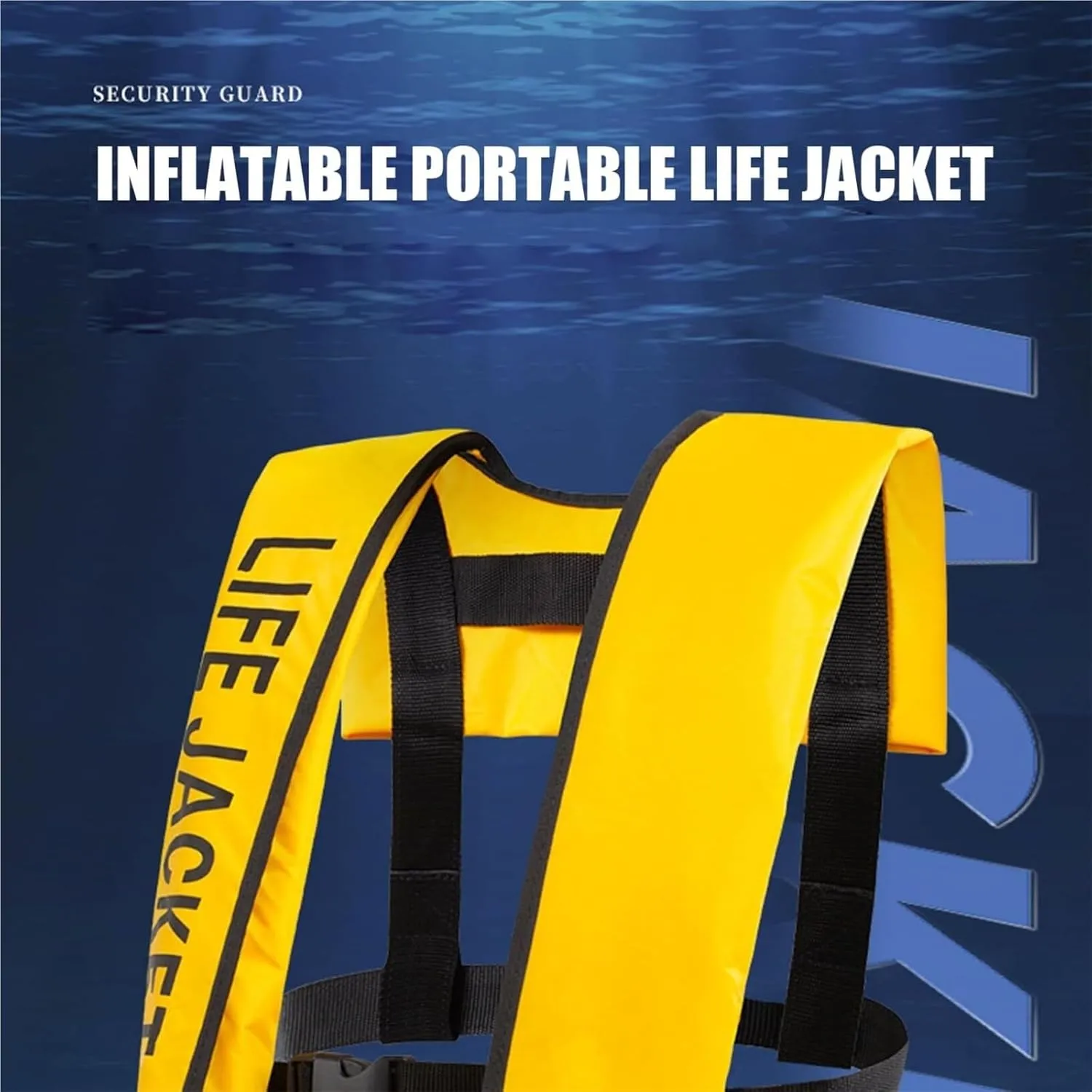 Automatic Inflatable Life Jacket 150N, Adjustable Buckle Life Jacket with Whistle, Fastening Tape Reflective for Fishing, Surfing