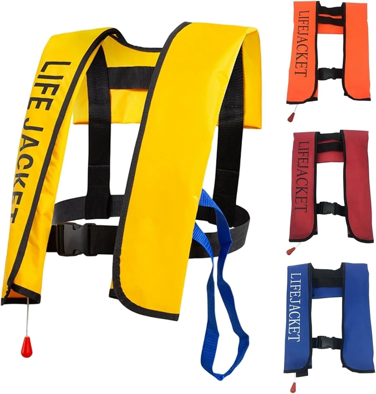 Automatic Inflatable Life Jacket 150N, Adjustable Buckle Life Jacket with Whistle, Fastening Tape Reflective for Fishing, Surfing