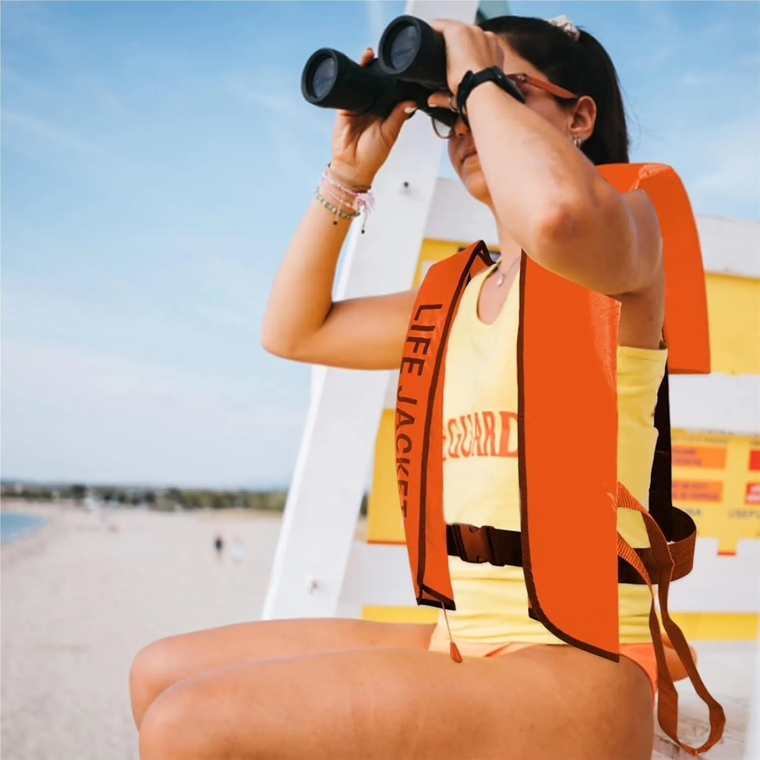 Automatic Inflatable Life Jacket 150N with Whistle, Adjustable Buckle, TPU Air Hose for Pasteboard Fishing, Surfing