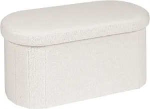 B FSOBEIIALEO Ottoman with Storage for Living Room, Sherpa Folding Storage Ottoman Foot Rest, 30 Inches Collapsible Bedroom Bench Cream White