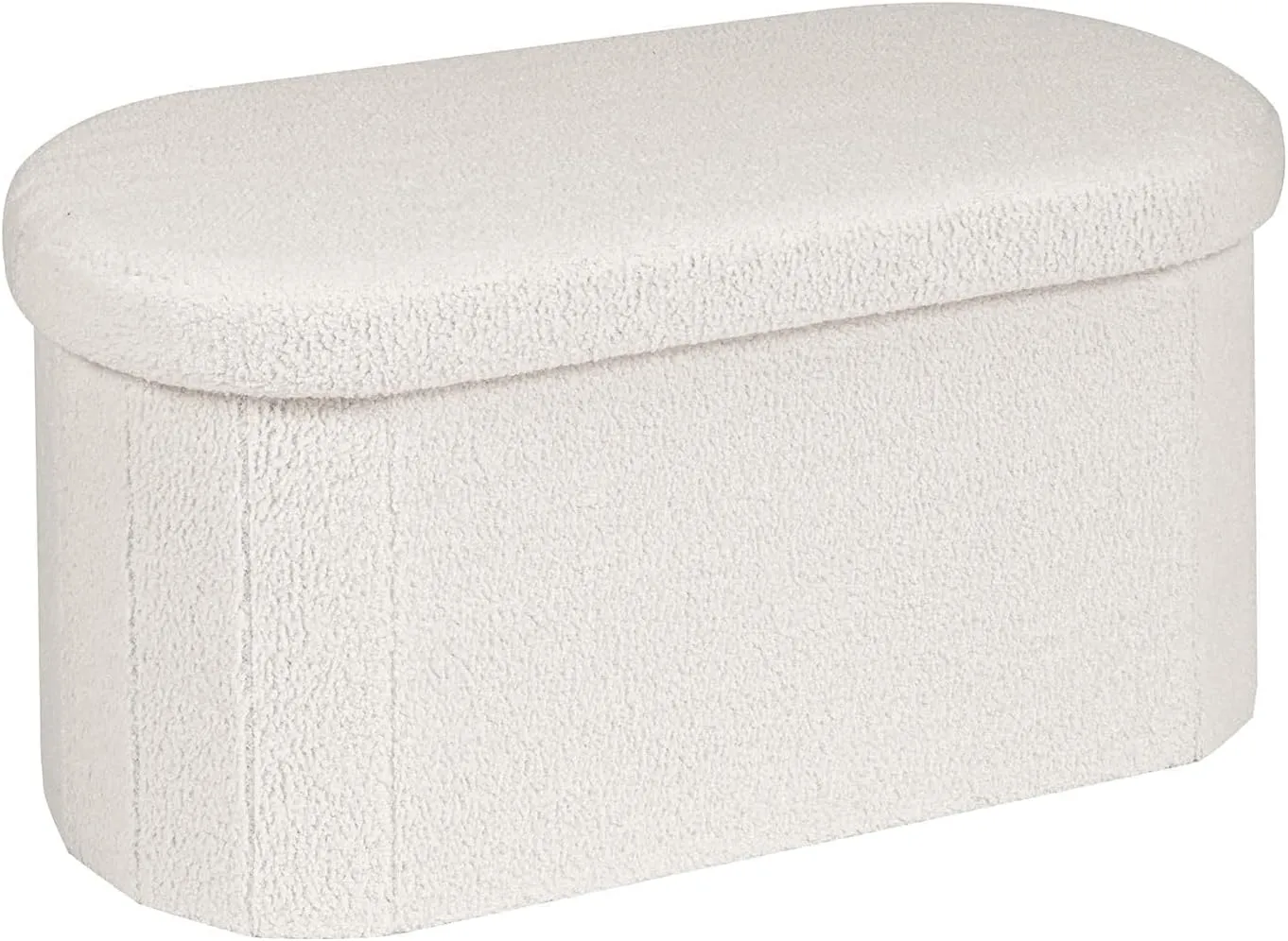 B FSOBEIIALEO Ottoman with Storage for Living Room, Sherpa Folding Storage Ottoman Foot Rest, 30 Inches Collapsible Bedroom Bench Cream White