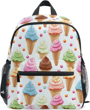 Backpack for Toddler Boys Girls Cute Ice Cream Cone Lightweight Mini Shoulder Bag Casual Daypack Rucksack for Kindergarten Preschool Nursery Outdoor Travel Age 3-8 M