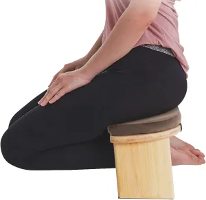 Bamboo Meditation Bench with Cushion, Folding Kneeling Meditation Bench, Portable Kneeling Chair for Kneeling or Sitting, 396.83lbs Load Max (Coffee)