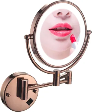 BAOFI 8 Inch Wall Mount Makeup Mirror with Lights, Makeup Mirror Lighted Magnification for Bathroom 360 Swivel, Extendable Vanity Mirrors