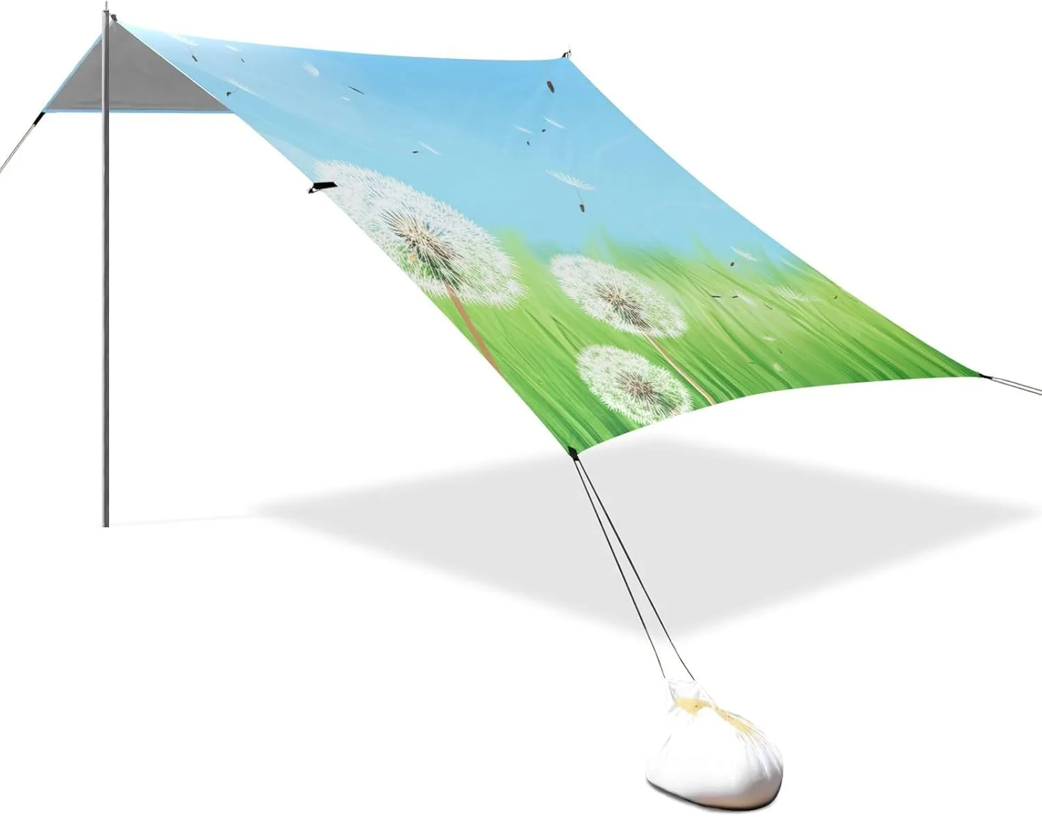 Beach Tent Canopy Outdoor Patio Sun Shade Floral Travel Camping Sun Shelter with Poles Sand Anchor Shelters 9.2 × 10.5 FT Beautiful Spring Dandelions