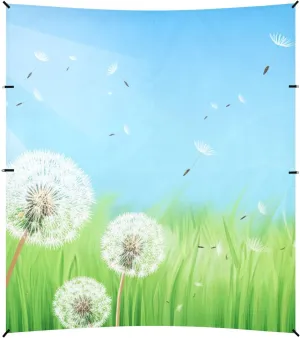 Beach Tent Canopy Outdoor Patio Sun Shade Floral Travel Camping Sun Shelter with Poles Sand Anchor Shelters 9.2 × 10.5 FT Beautiful Spring Dandelions