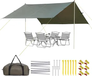 Beach Tent, Sun Shelter with Sand Pegs, Stability Poles, Beach Umbrella with Portable Carry Bag, Outdoor Pop Up Beach Shade Canopy for Camping, Fishing, Backyard Fun or Picnics
