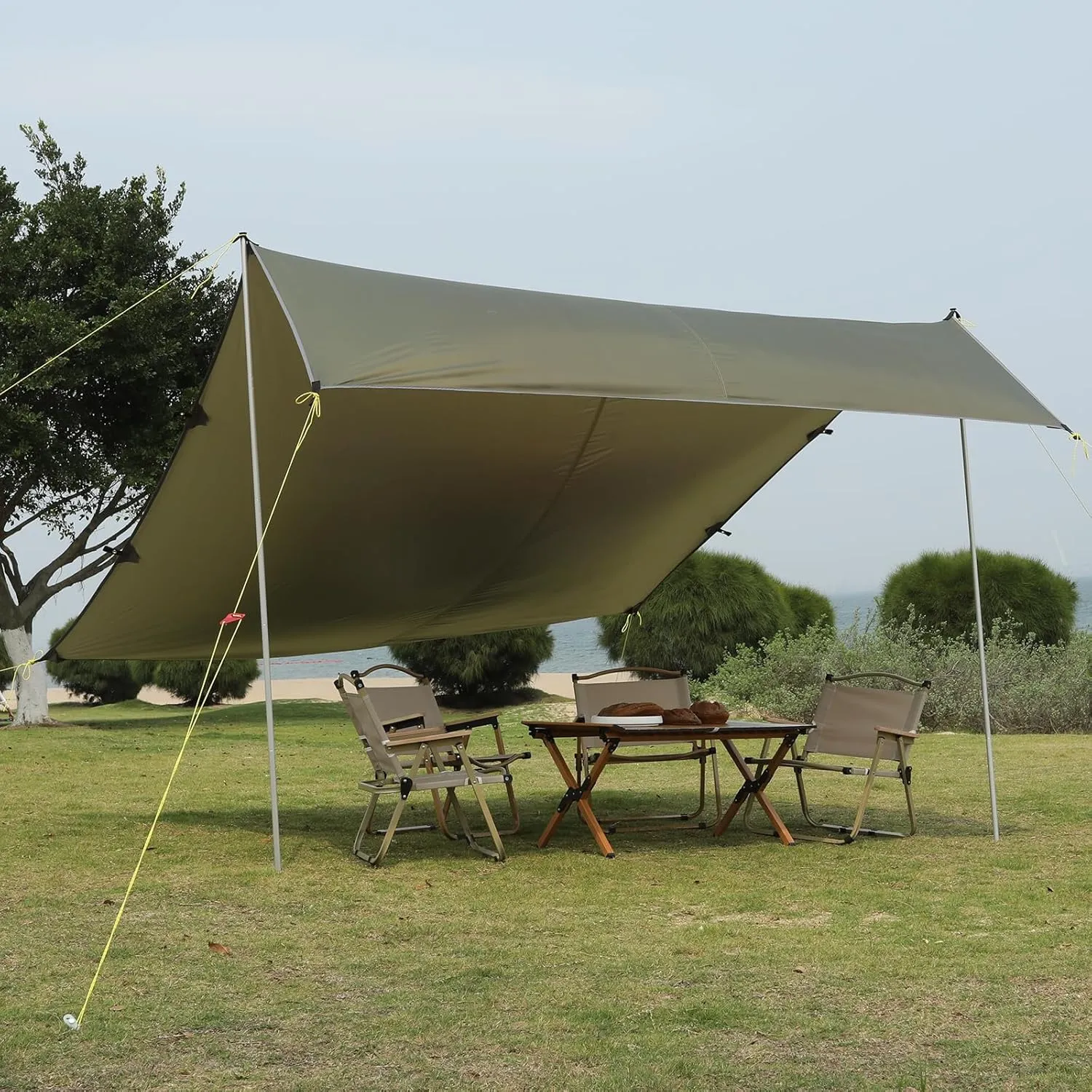 Beach Tent, Sun Shelter with Sand Pegs, Stability Poles, Beach Umbrella with Portable Carry Bag, Outdoor Pop Up Beach Shade Canopy for Camping, Fishing, Backyard Fun or Picnics