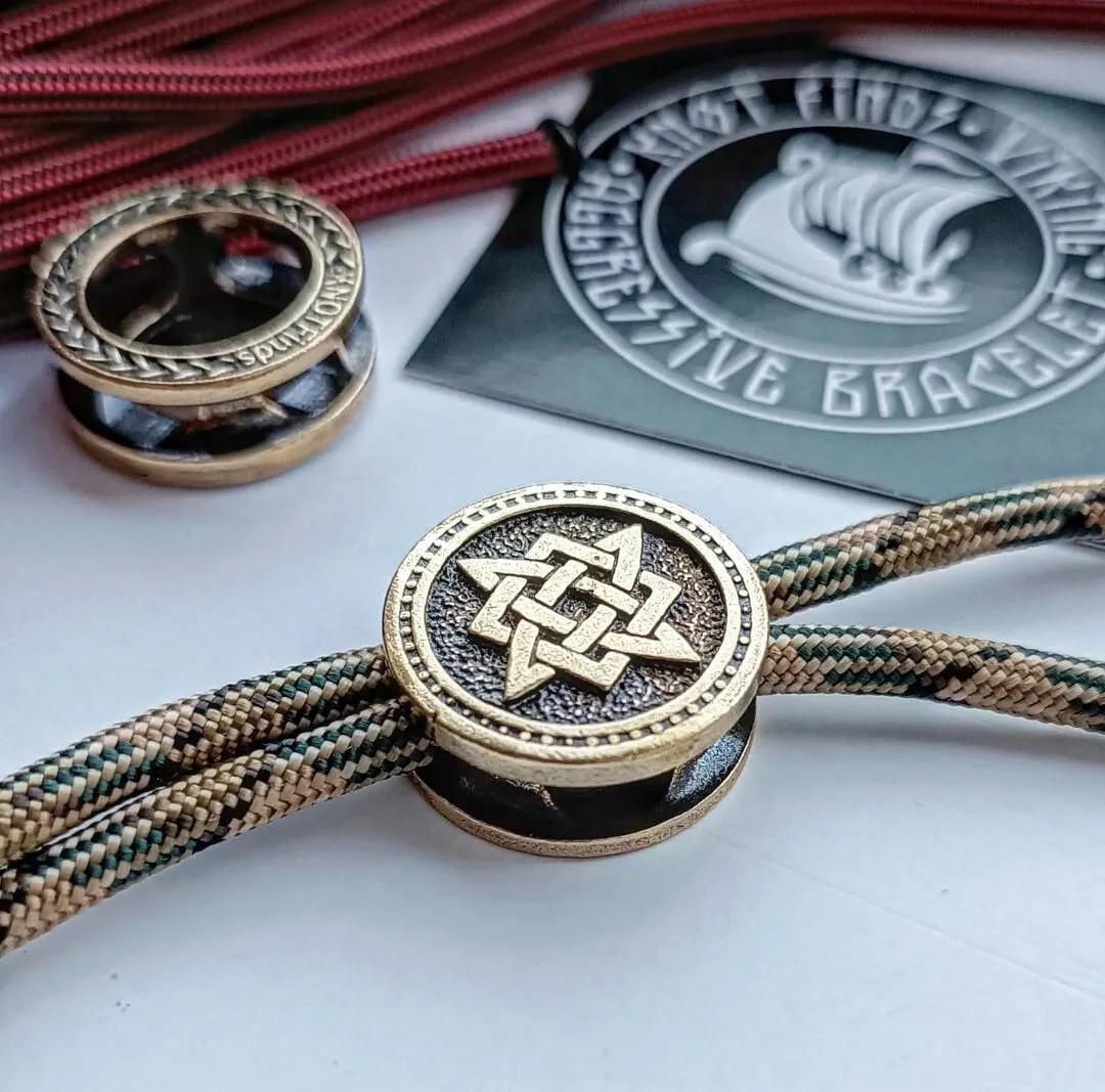 Bead SVAROG SQUARE. Brass bead for Bracelet. Paracord beads. Manual casting. Viking Jewelry Men's Accessory.