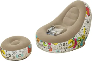Bean Bag Chair, Foldable Flocking Inflatable Sofa, Outdoor Living Room Ultra Soft Lazy Sofa Couch Bean Bag Chair with 4-inch Foot Pump for Kids and Adults