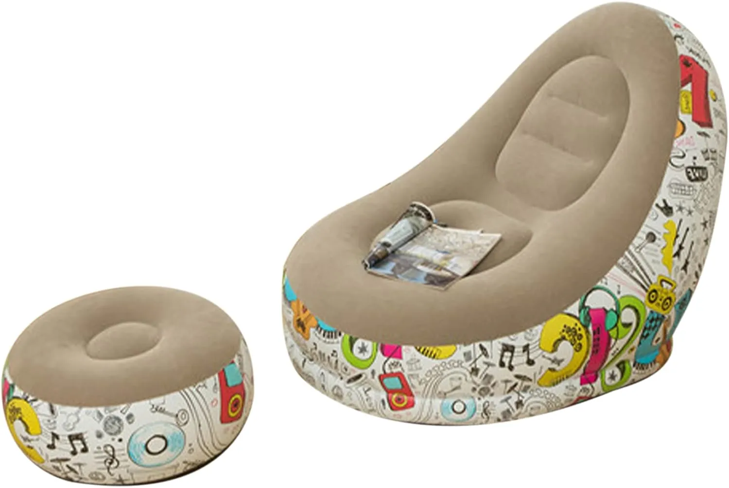 Bean Bag Chair, Foldable Flocking Inflatable Sofa, Outdoor Living Room Ultra Soft Lazy Sofa Couch Bean Bag Chair with 4-inch Foot Pump for Kids and Adults