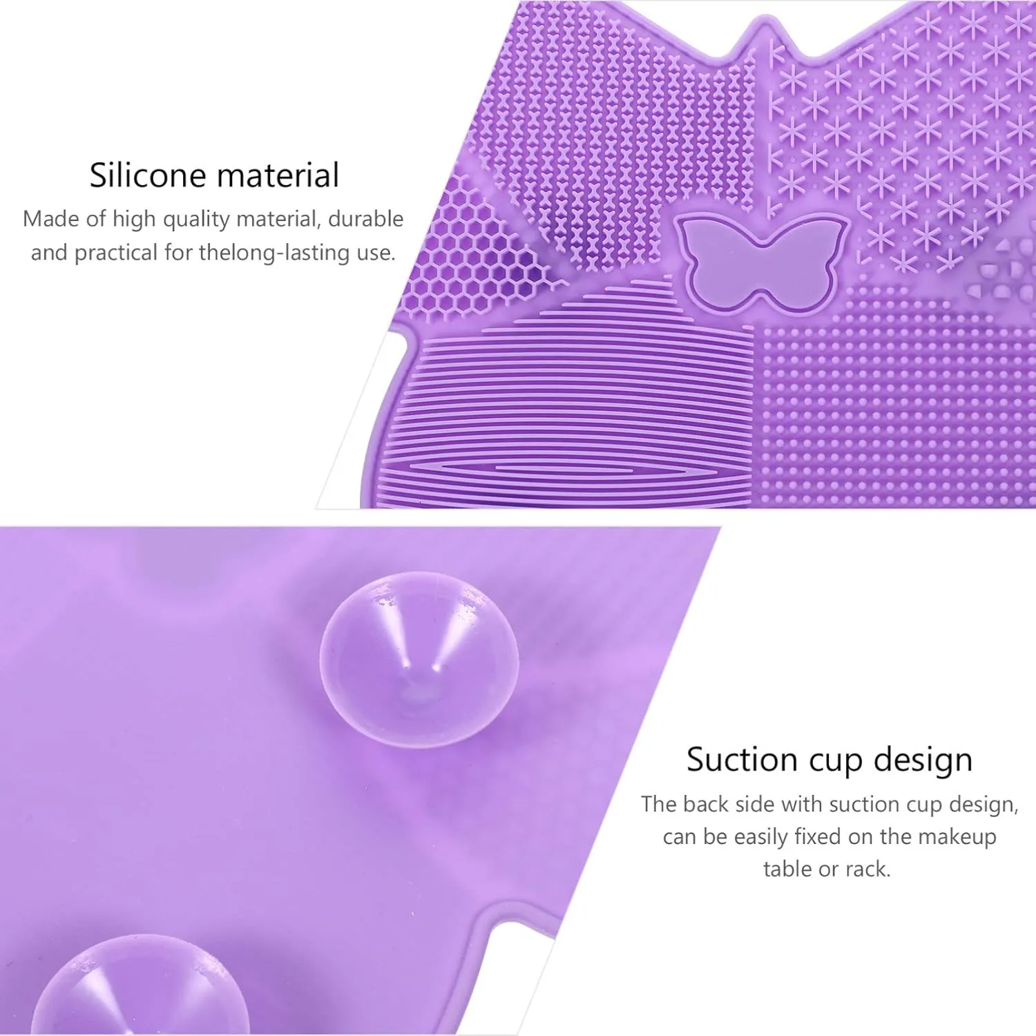 Beaupretty Silicon Makeup Brush Cleaning Pad Cosmetic Brush Cleaner Mat Portable Washing Tool Scrubber Pad Lip Brush Cleaner Butterfly Shaped Beauty Brush Mat