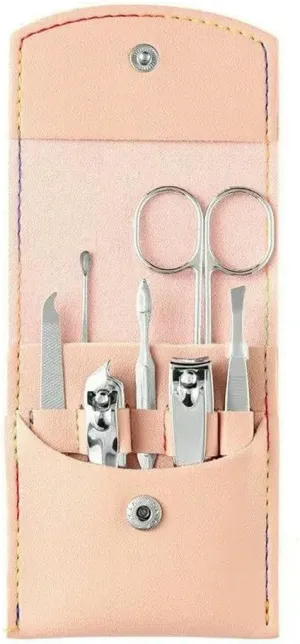 Beauty and Enhancement Tool Set 7 Piece Folding Bag Nail Clippers Portable Household Diagonal Ear Spoon ()