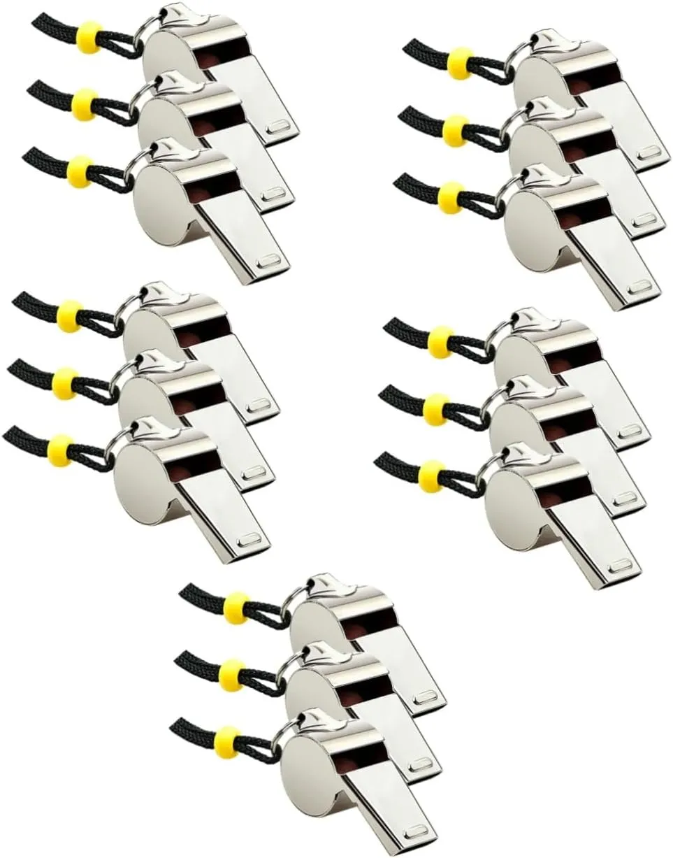 BESPORTBLE 15pcs Portable Sports Whistle with Lanyard Loud Crisp Sound Referee Whistles for Soccer Boys and Girls and Emergency Use Compact and Design