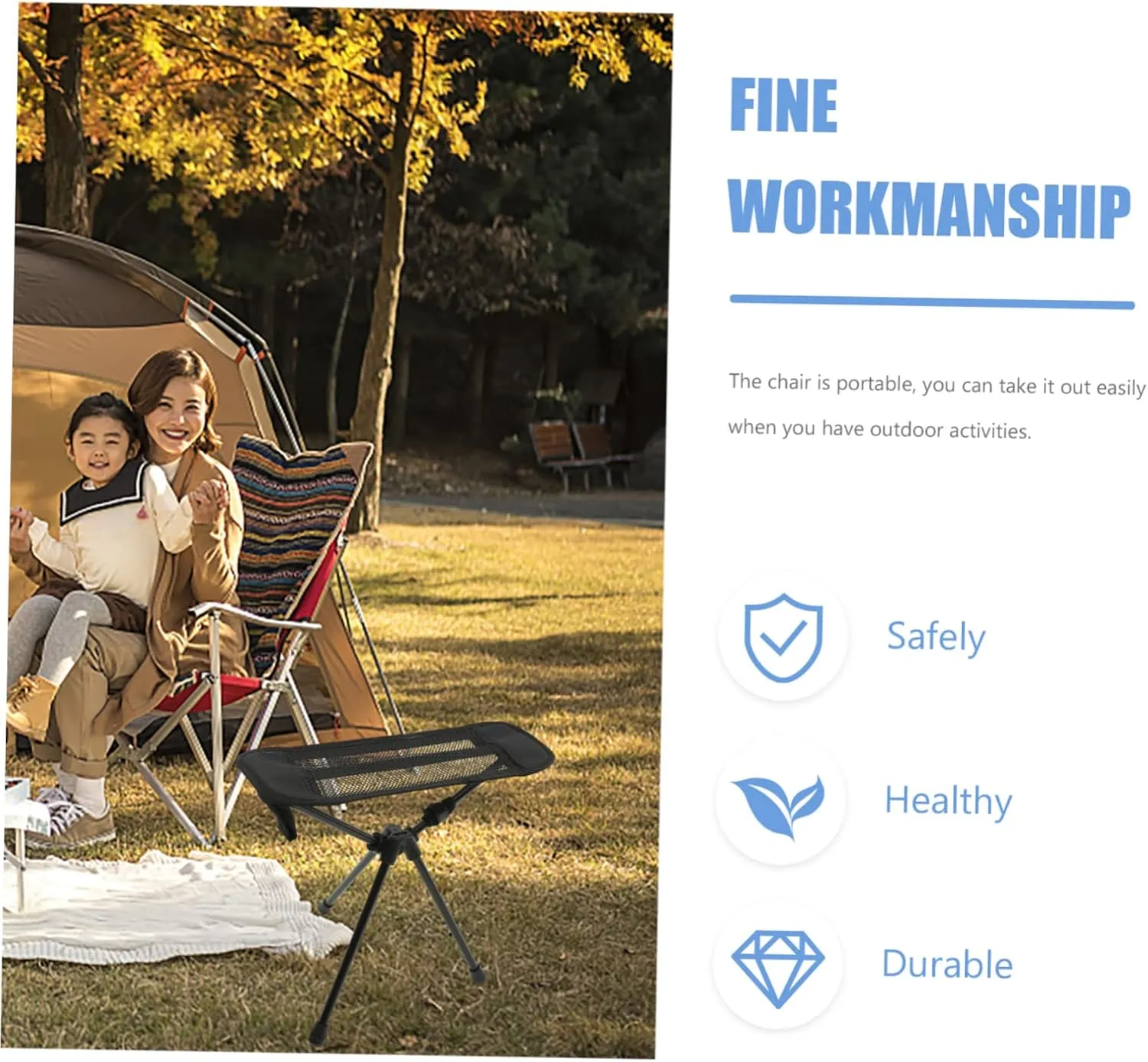 BESPORTBLE Portable Folding Stool Outdoor Fishing Foldable Chair Lightweight Stool Compact Design for Camping Fishing and Outdoor Activities