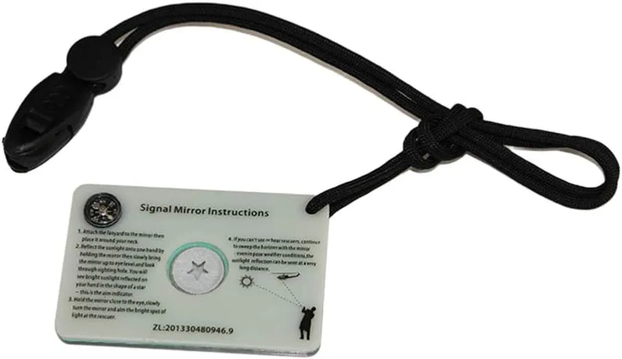 BESPORTBLE Signal Mirror,Multi-Function with Mini Compass Reflector Whistle- Small Emergency Remote Communication - Reflection Survival Signal Kit