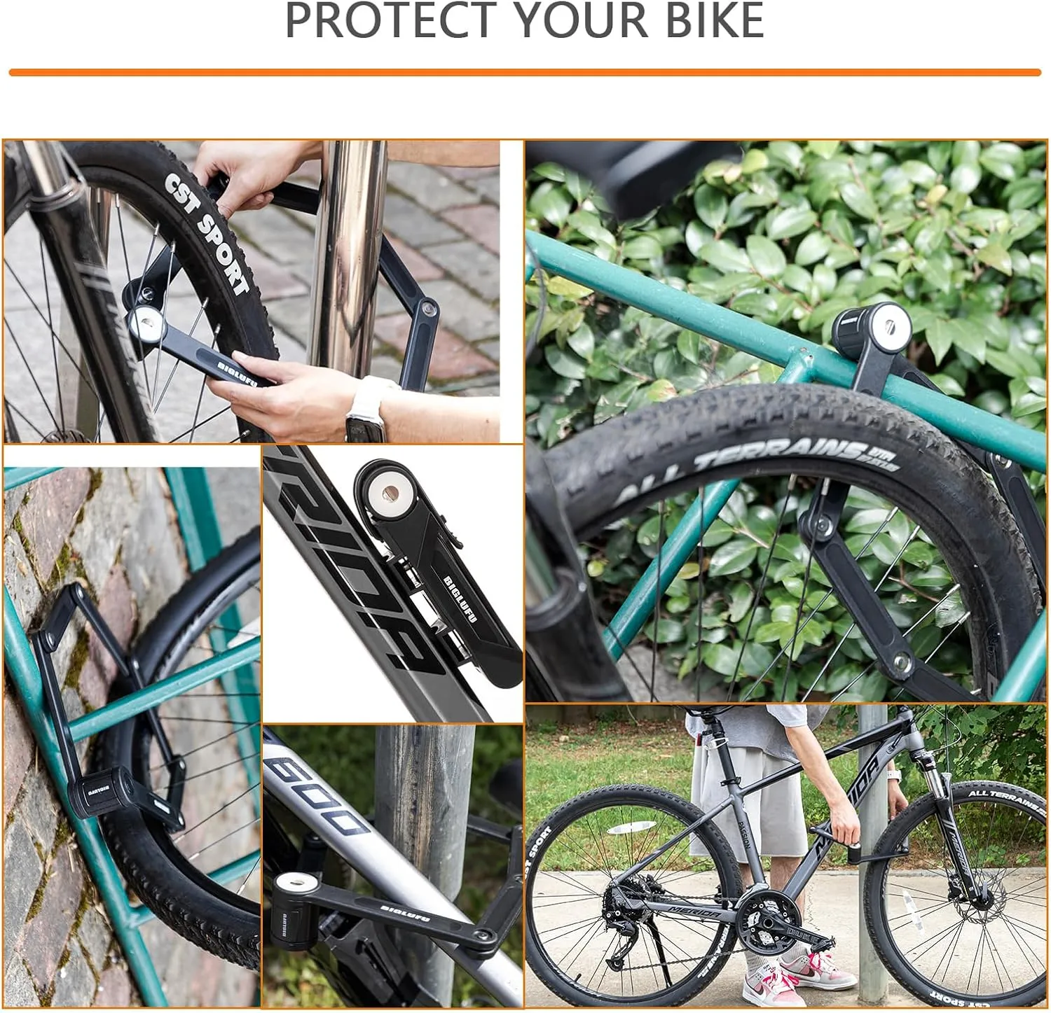 BIGLUFU Bike Lock Bicycle Scooter Motorcycle Folding Locks with 4Keys, Fold Chain Heavy Duty Alloy Steel Foldable Lock with Mounting Bracket 2pc Straps, 86cm/34 Unfolding, 1.92 lbs