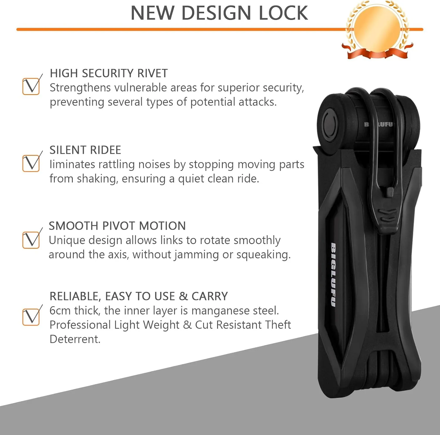 BIGLUFU Bike Lock Bicycle Scooter Motorcycle Folding Locks with 4Keys, Fold Chain Heavy Duty Alloy Steel Foldable Lock with Mounting Bracket 2pc Straps, 86cm/34 Unfolding, 1.92 lbs