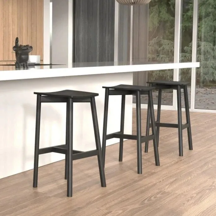 Black Mahogany Backless High Stool (Available in 2 Sizes)