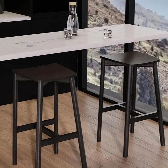 Black Mahogany Backless High Stool (Available in 2 Sizes)