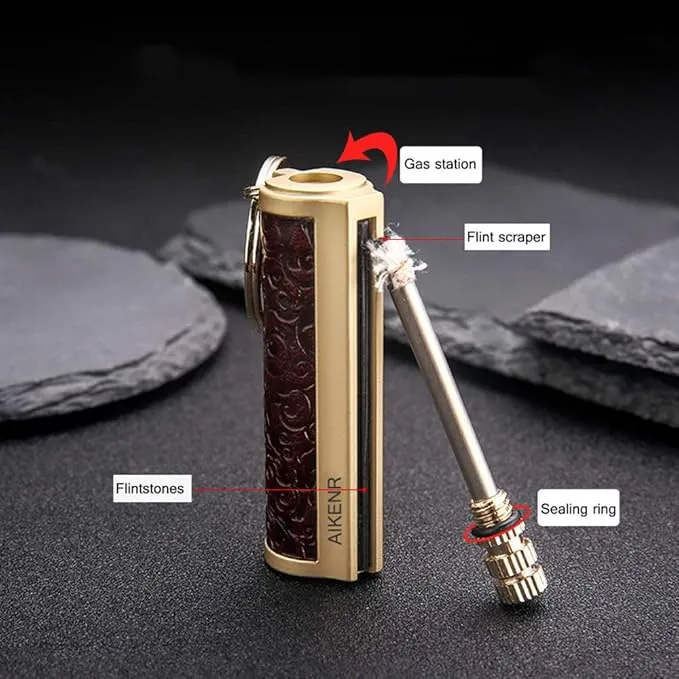 BOLLAER Keychain Matchstick Fire Starter, Permanent Metal Match Flint Lighter Waterproof Matchstick Survival Flint Fire Starter for Camping Emergency Surviva (Red)