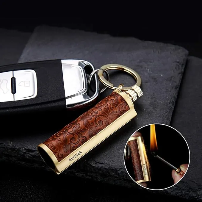 BOLLAER Keychain Matchstick Fire Starter, Permanent Metal Match Flint Lighter Waterproof Matchstick Survival Flint Fire Starter for Camping Emergency Surviva (Red)
