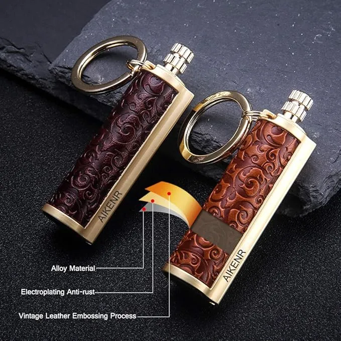 BOLLAER Keychain Matchstick Fire Starter, Permanent Metal Match Flint Lighter Waterproof Matchstick Survival Flint Fire Starter for Camping Emergency Surviva (Red)