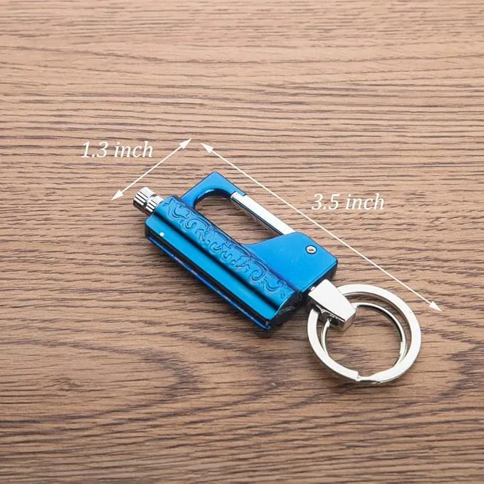 BOLLAER Outdoor Emergency Fire Starter Flint Match Lighter Keychain, Flint Metal Matchstick Fire Starter with Keychain for Camping Hiking Best Gift (Blue)