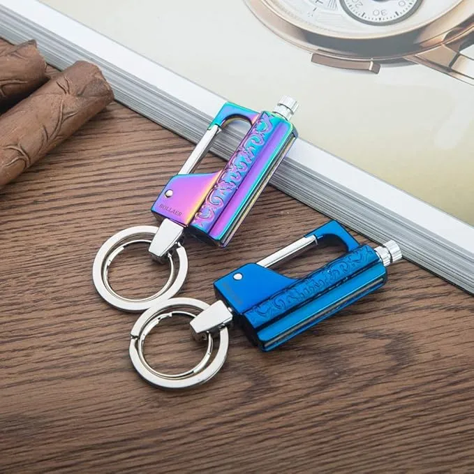 BOLLAER Outdoor Emergency Fire Starter Flint Match Lighter Keychain, Flint Metal Matchstick Fire Starter with Keychain for Camping Hiking Best Gift (Blue)