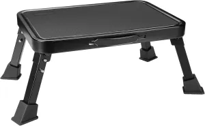 BONTEC Folding Step Stool, 330lbs Capacity, Anti-Slip Pedal, Portable Metal Ladder with Handle, Rubber Feet, Foldable Foot Stool for Home, RV, Kitchen, Bathroom, Black