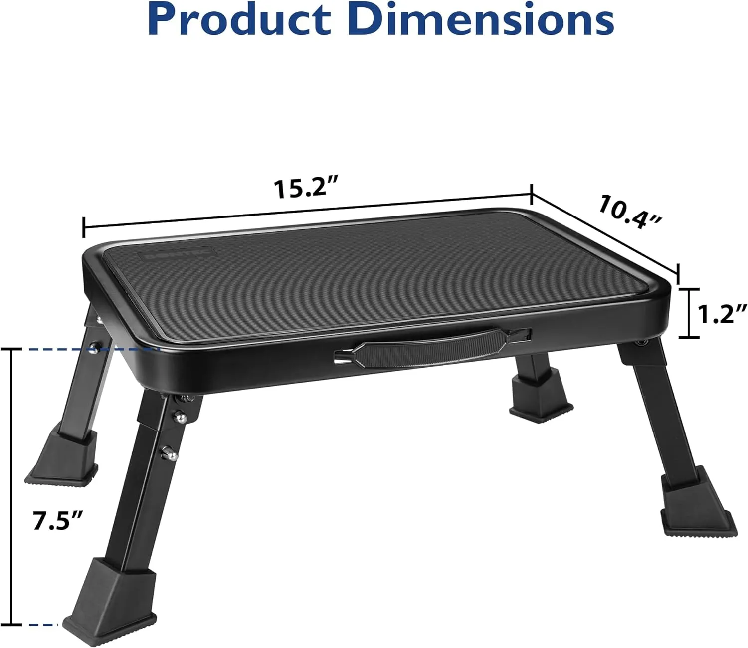 BONTEC Folding Step Stool, 330lbs Capacity, Anti-Slip Pedal, Portable Metal Ladder with Handle, Rubber Feet, Foldable Foot Stool for Home, RV, Kitchen, Bathroom, Black