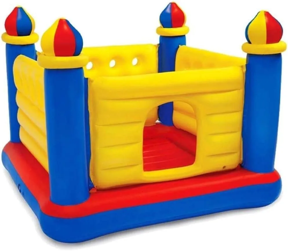 Bouncy Castle, Trampoline/Child Jumping Bed/Home Folding Inflatable Paradise Castle/Indoor Bounce Bed Toy/Safe and Non-Toxic/Home Easy to Clean Blue 1