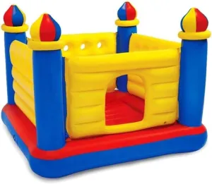 Bouncy Castle, Trampoline/Child Jumping Bed/Home Folding Inflatable Paradise Castle/Indoor Bounce Bed Toy/Safe and Non-Toxic/Home Easy to Clean Blue 1