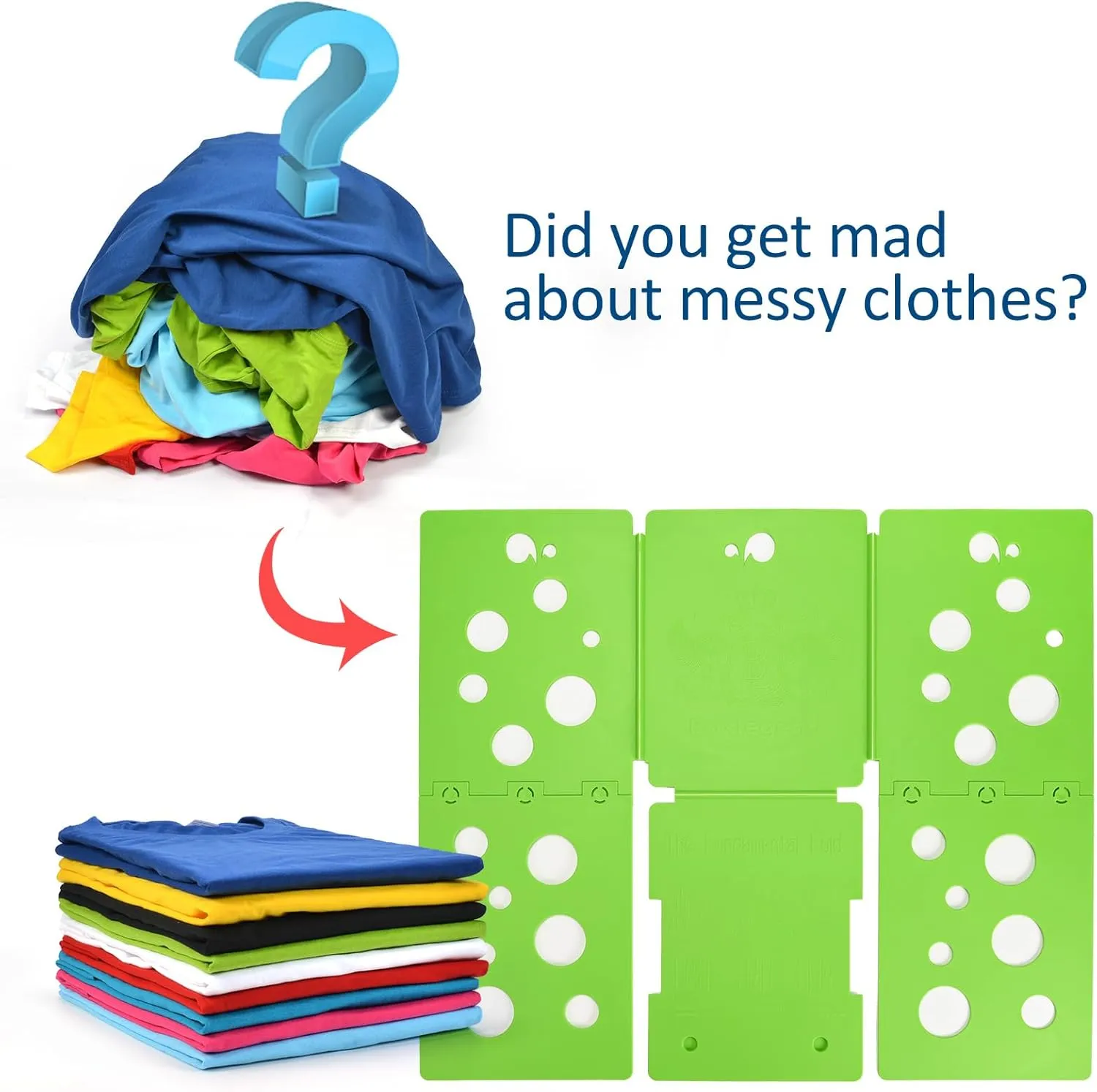 BoxLegend V5 Shirt Folding Board T-Shirt Folder Clothes Folder Laundry Organizer Helper for Adult Clothing Durable Plastic Folding Tool, Green