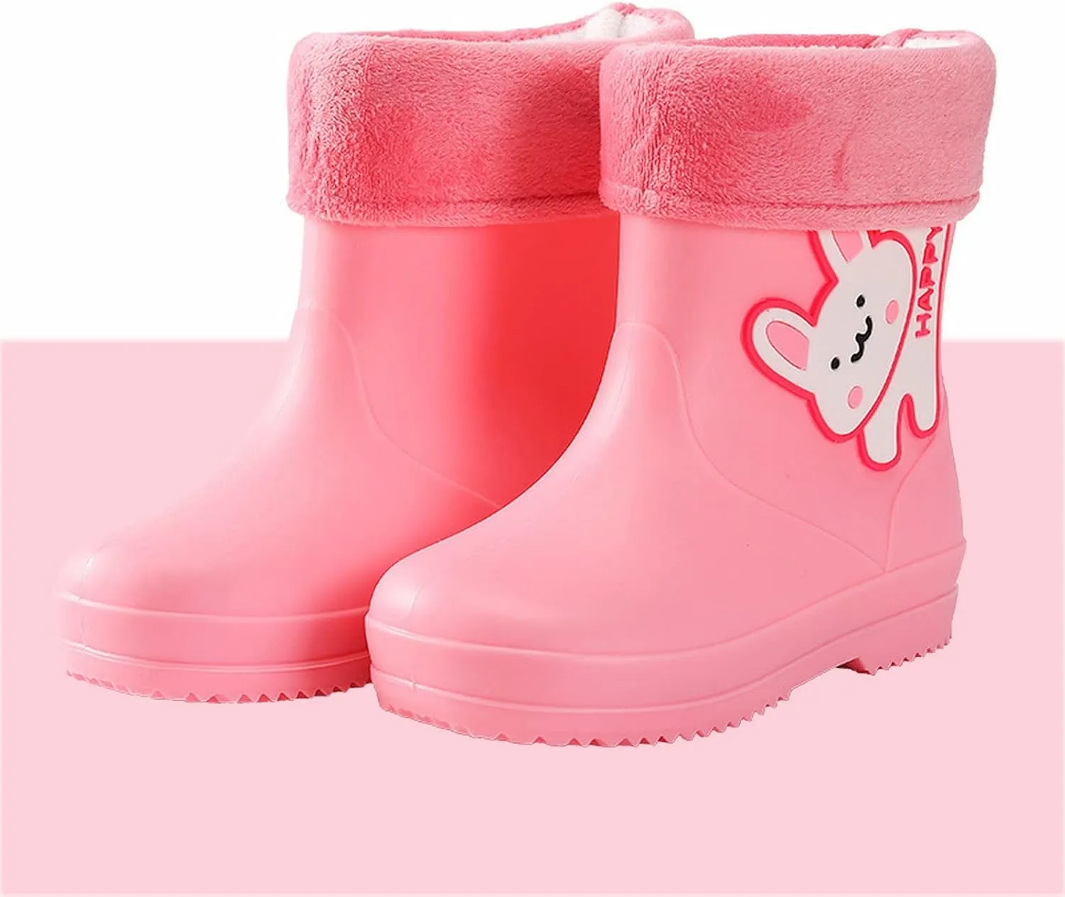 Boys Rain Boots Fleece Lined Waterproof Rain Boots Cartoon Lightweight Toddler Rubber Boots Girls Rain Boots