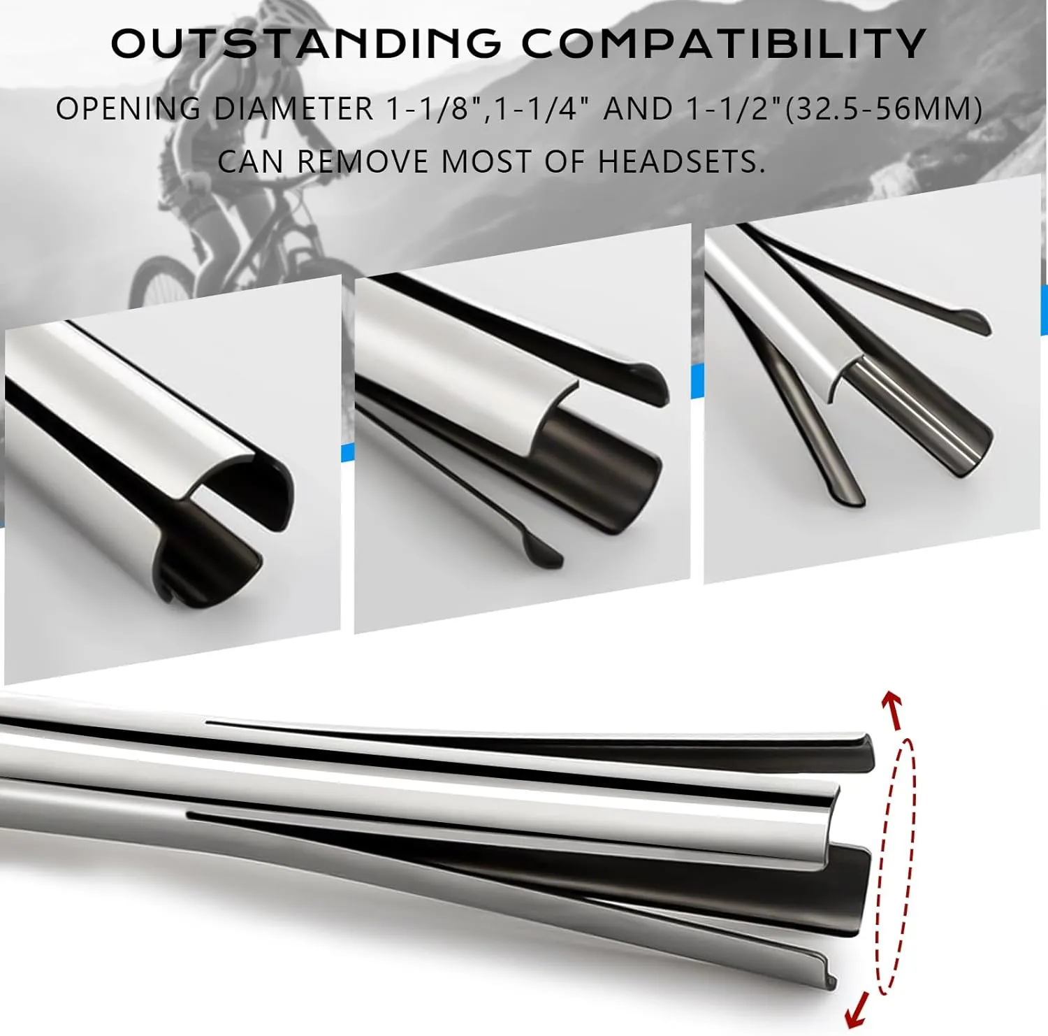 BUCKLOS Bike Headset Cup Removal Tool with Rubber Hammer,Sturdy and Durable Stainless Steel Bicycle Head Parts Remover Suitable for -1/8", 1-1/4" and 1-1/2" inch for Bike Repair