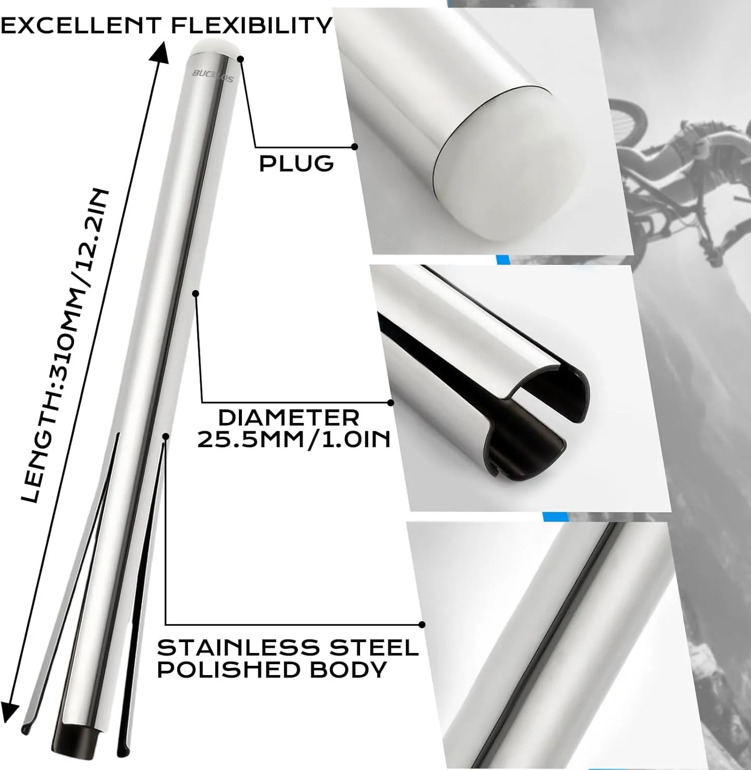 BUCKLOS Bike Headset Cup Removal Tool with Rubber Hammer,Sturdy and Durable Stainless Steel Bicycle Head Parts Remover Suitable for -1/8", 1-1/4" and 1-1/2" inch for Bike Repair