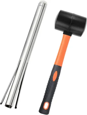 BUCKLOS Bike Headset Cup Removal Tool with Rubber Hammer,Sturdy and Durable Stainless Steel Bicycle Head Parts Remover Suitable for -1/8", 1-1/4" and 1-1/2" inch for Bike Repair