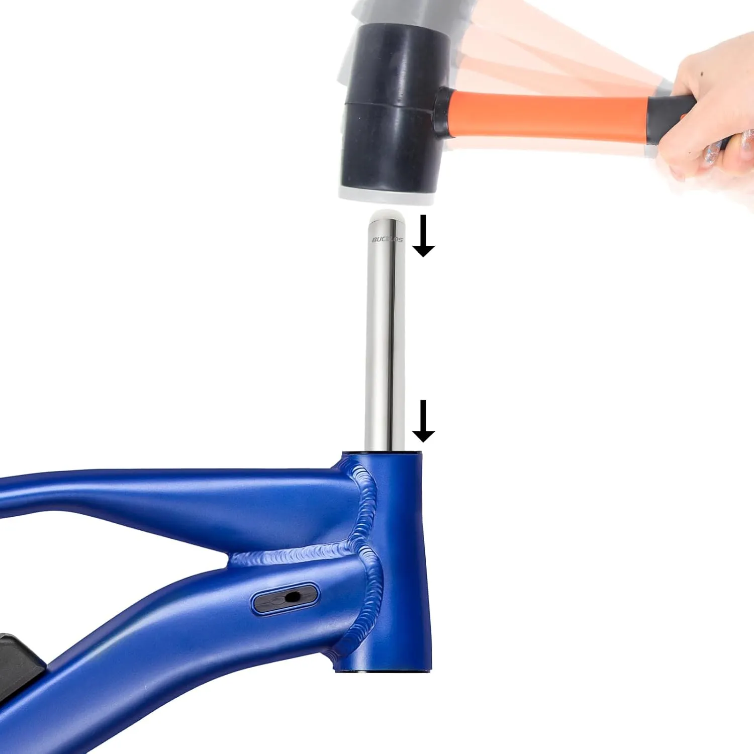 BUCKLOS Bike Headset Cup Removal Tool with Rubber Hammer,Sturdy and Durable Stainless Steel Bicycle Head Parts Remover Suitable for -1/8", 1-1/4" and 1-1/2" inch for Bike Repair