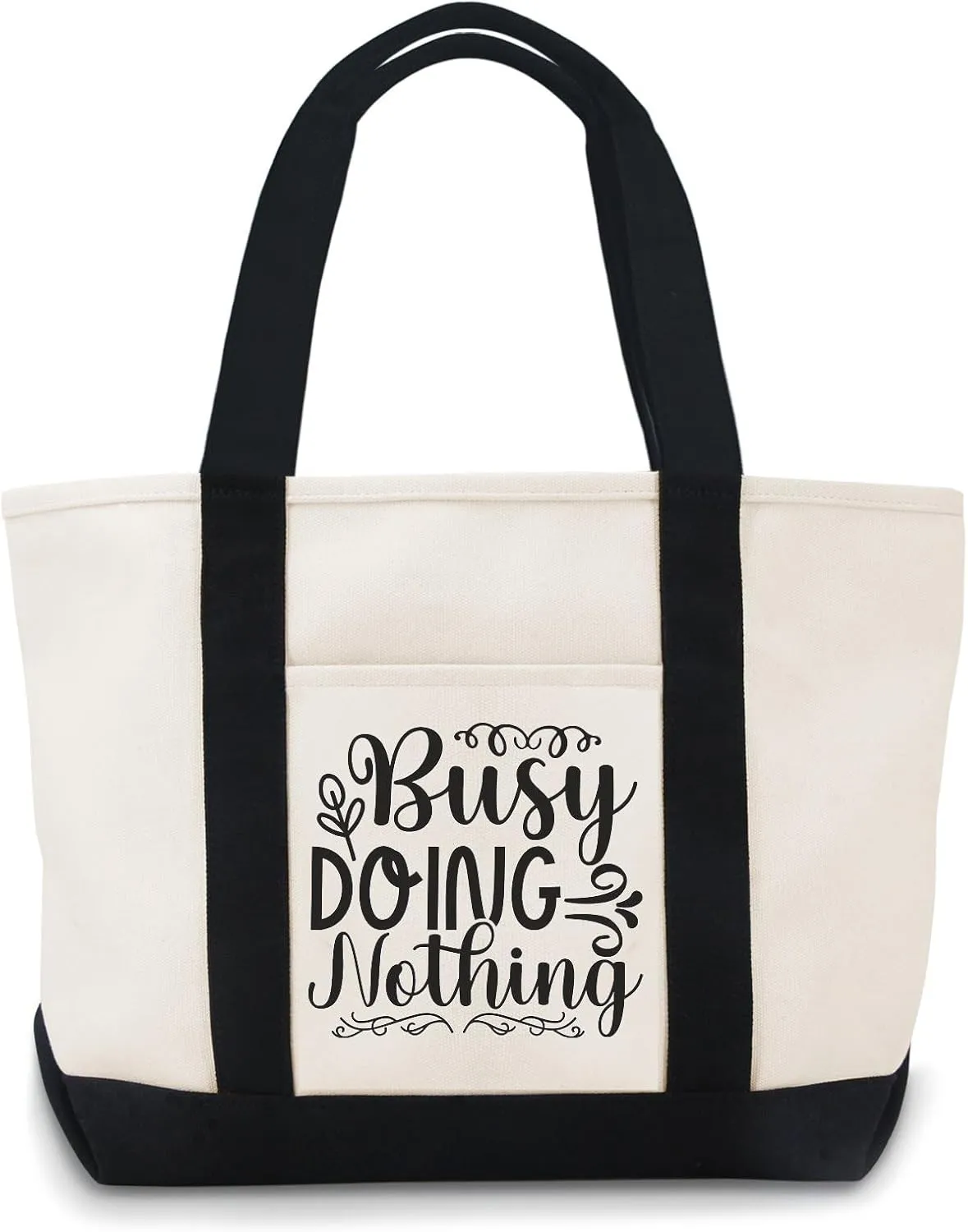 Busy Doing Nothing Canvas Tote Bag Canvas Tote Bag With Zipper Lightweight Reusable Grocery Shopping Cloth Bags