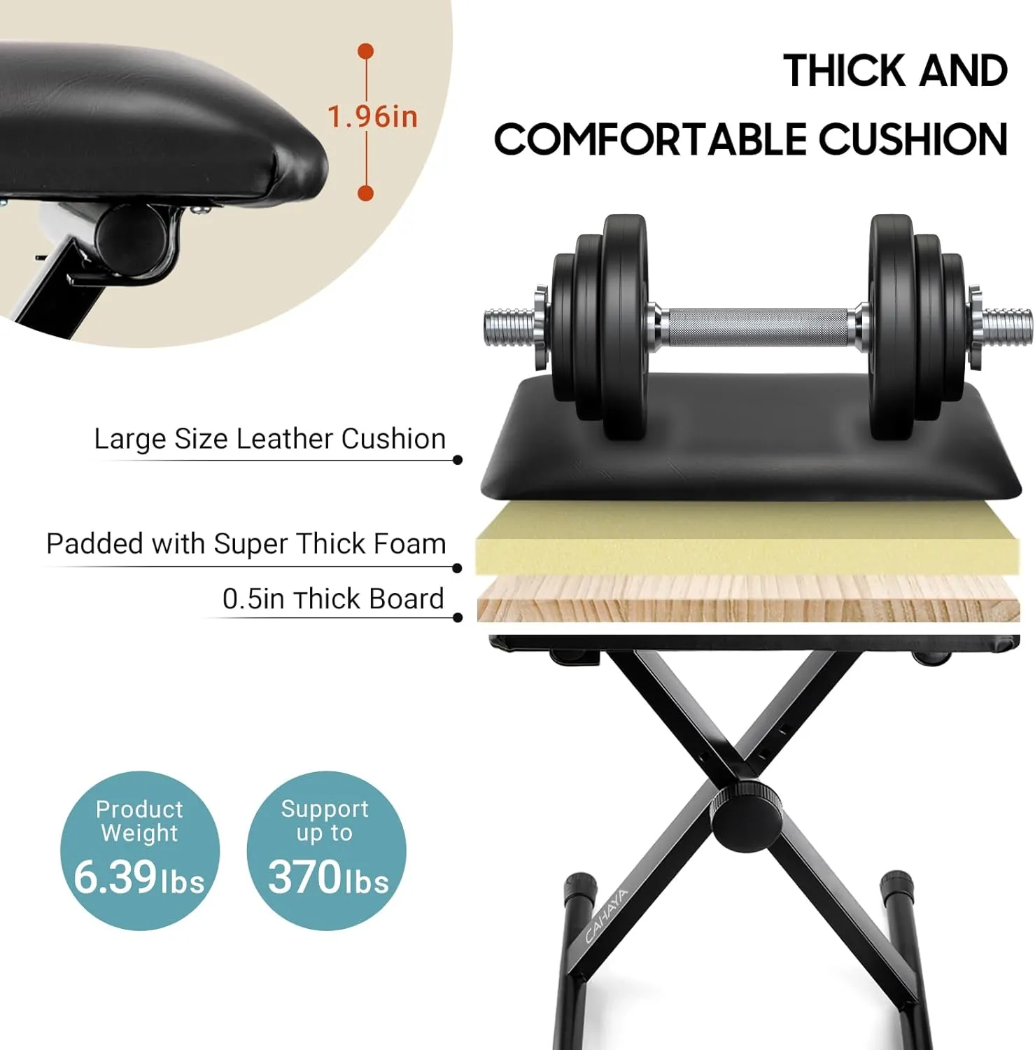 CAHAYA Keyboard Bench X-Style Height Adjustable 16.3-19.6in Padded Cushion Piano Stool Bench Keyboard Chair for Keyboards Piano CY0257