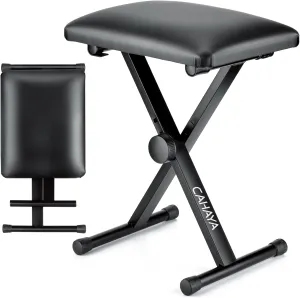 CAHAYA Keyboard Bench X-Style Height Adjustable 16.3-19.6in Padded Cushion Piano Stool Bench Keyboard Chair for Keyboards Piano CY0257